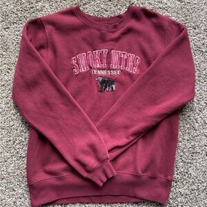 Smoky Mountains Tennessee Maroon Crewneck Sweatshirt
